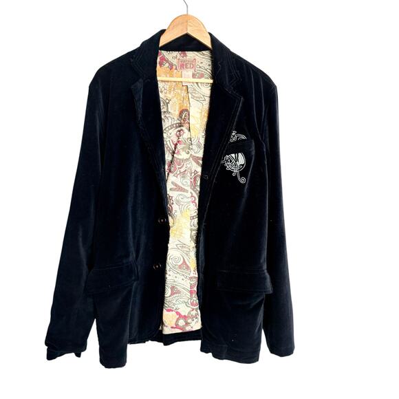 Vintage Red (brand) Black Distressed Whimsigoth 3 Button Lined Blazer sz M - Picture 12 of 14